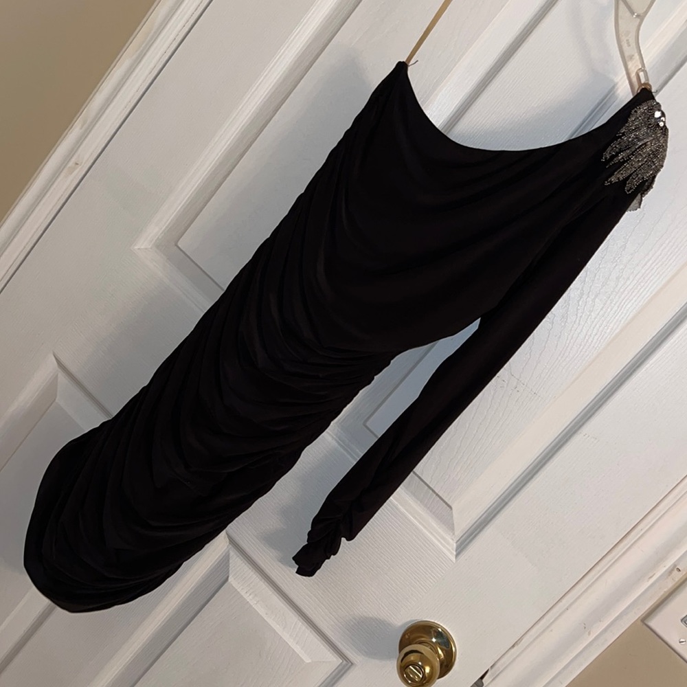 Black ruffled one-shoulder dress- elegant and very good condition